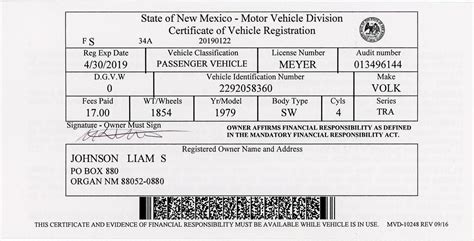 nm motor vehicle division registration.